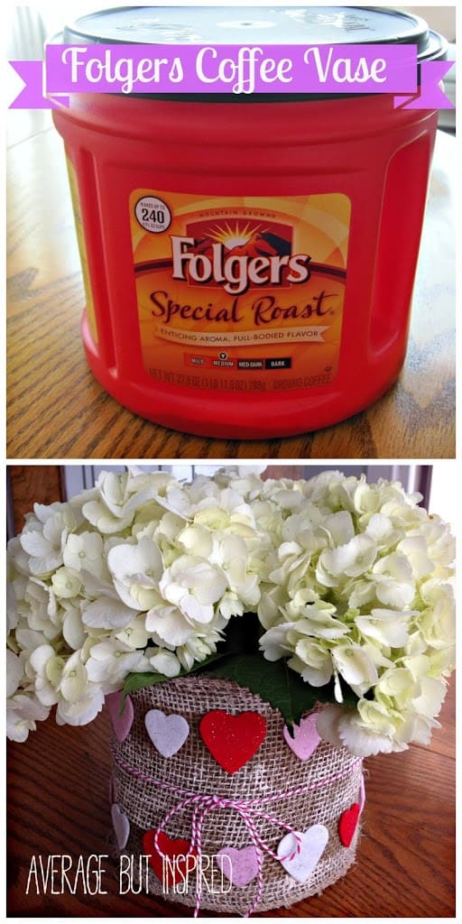 Upcycling a Folgers Coffee Canister Into an Adorable Vase Average But