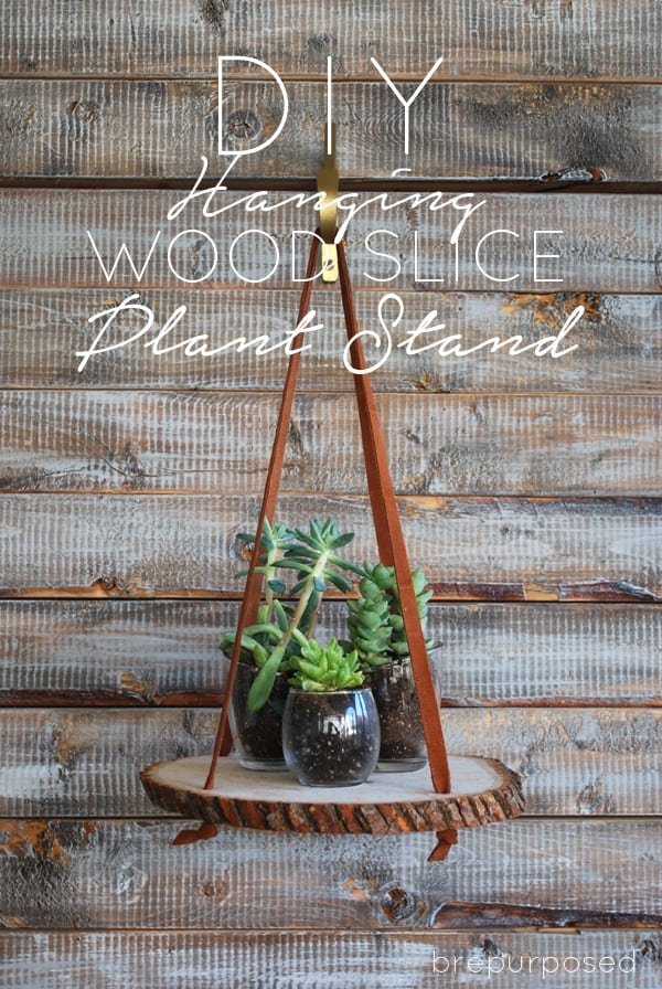 wood slice plant stand
