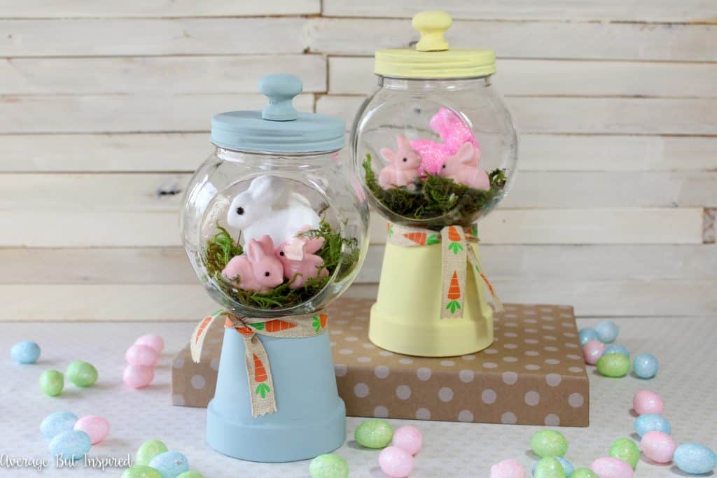 Adorable! Make these bunny gumball machines for your Easter decor or spring decor this year! Click through for the full tutorial and supply list.